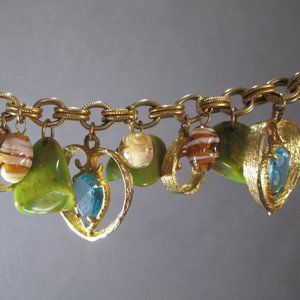 Gold and Green Charm Bracelet